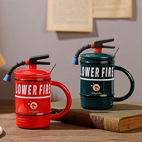 Oidium Creative Ceramic Mug, Shaped Like a Small Fire Extinguisher,Funny Mugs For Her,Gift for Friends,Her, Wife, Mom, Daughter, Sister, Aunt,Ceramic Coffee Cups 16oz (Red)