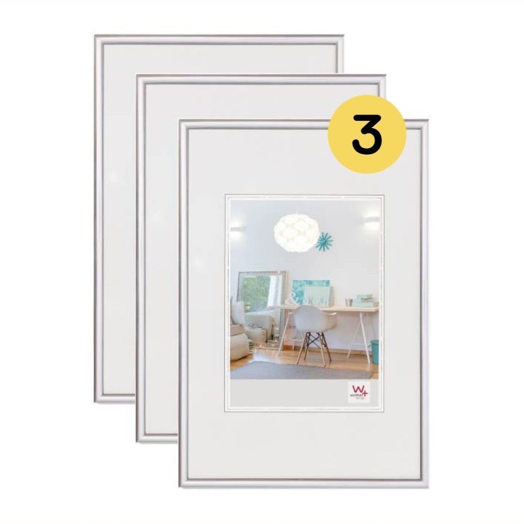 walther Design Picture Frame Silver 20 x 30 cm 3-Pack, New Lifestyle Plastic Frame KV030S3