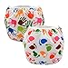 ALVABABY Baby Swim Diapers 2pcs One Size Reuseable Washable & Adjustable for Swimming Lesson & Baby Boy Girl