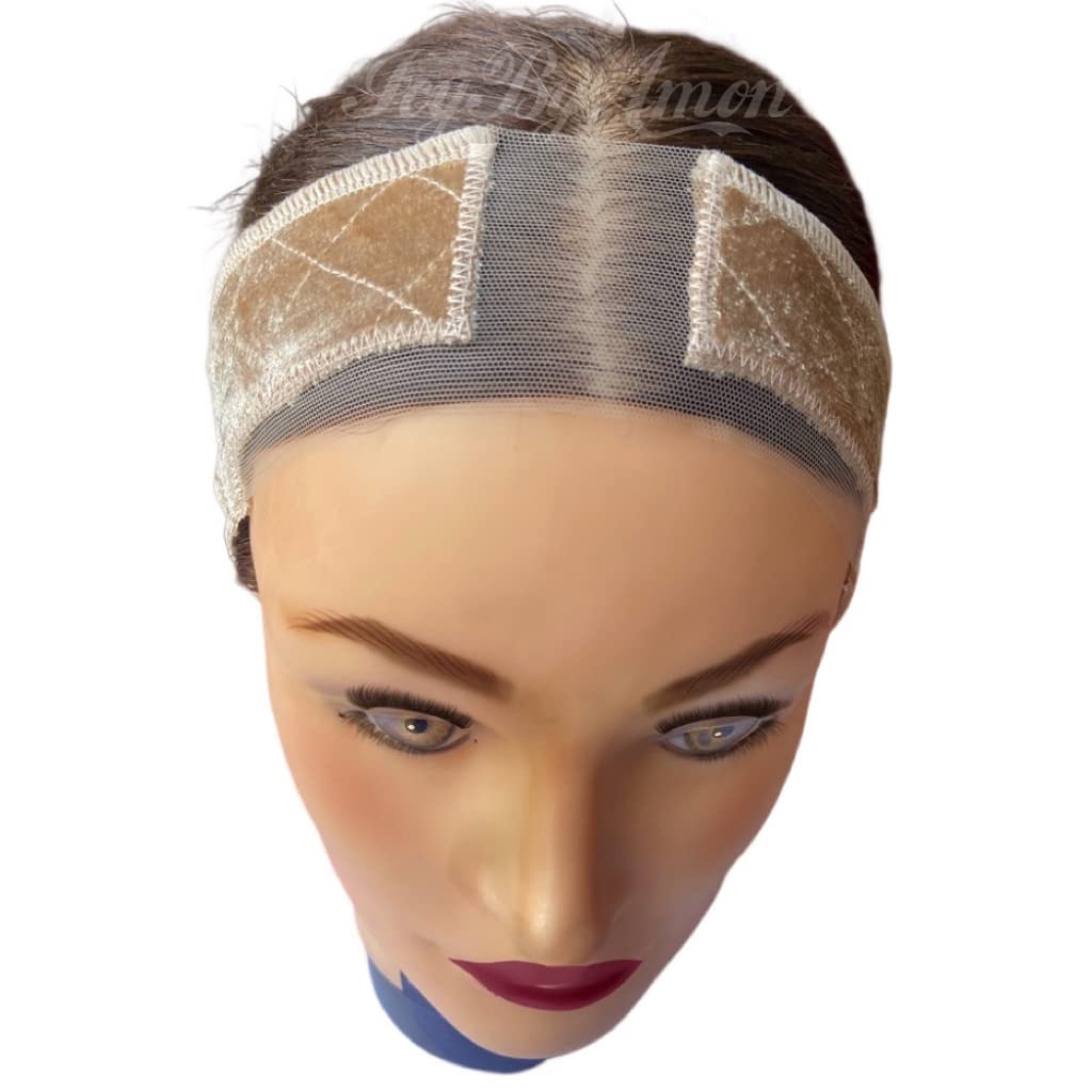 ICYBYAMON Lace Wig Grip Band For Lace Wigs and Frontals, Reinforced Swiss Lace Velvet Band Adjustable Velcro Band (Nude)