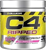 C4 Ripped Pre Workout Powder Fruity Rainbow Punch | Creatine Free + Sugar Free Preworkout Energy Supplement for Men & Women | 150mg Caffeine + Beta Alanine + Weight Loss | 30 Servings