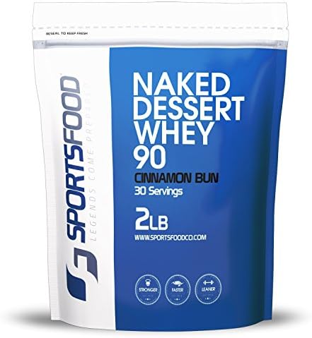 Sports Food Naked Dessert Whey 90 - Stevia Sweetened All Natural Isolate Protein (Cinnamon Bun, 2 lbs) Low Carb &amp; Sugar Free Powder - 100% Protein Isolate - No Artificial Ingredients
