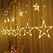 Twinkle Star 12 Stars 138 LED Curtain String Lights, Window Curtain Lights with 8 Flashing Modes Decoration for Christmas, Wedding, Party, Home Decorations (Warm White) primary
