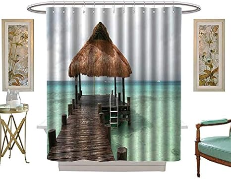 Miki Da Shower Curtains Fabric Footbridge And Refuge In A Caribbean Lagoon Bathroom Decor Set With Hooks Size W72 X L72 Inch Amazon Co Uk Kitchen Home