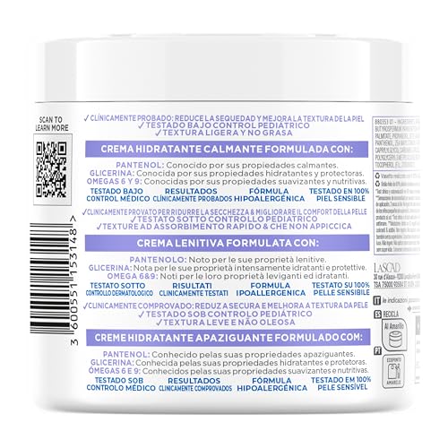 Crema Corporal Panthenol Comfort para pieles atópicas con 13% de [Glicerina + Pantenol]. Calma el picor. Apta para pieles sensibles y niños. 400 ml.