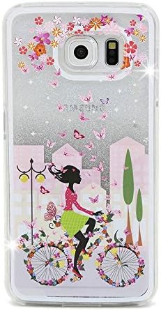 Galaxy S8 Quicksand Liquid Case, MACBOU Creative Bling Shine Glitter Sparkle Liquid Cute Flowing Floating Moving Sand Case for Samsung Galaxy S8 (Bicycle Girl)