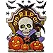 Gift Boutique Halloween Window Clings Decorations Decals 8 Pack Tombstone Haunted House Pumpkin Ghost Bats Skulls Cat Witch Owl Trick or Treat Kids Party Accessories