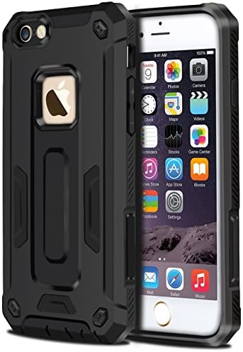 iPhone 6S Plus Case, HianDier Rugged Anti-slip Armor iPhone 6S Plus Protective Case Hard Shell Grip Rubber Bumper Impact Resistant Drop Protection Cover for iPhone 6 Plus /6S Plus 5.5'' - Black