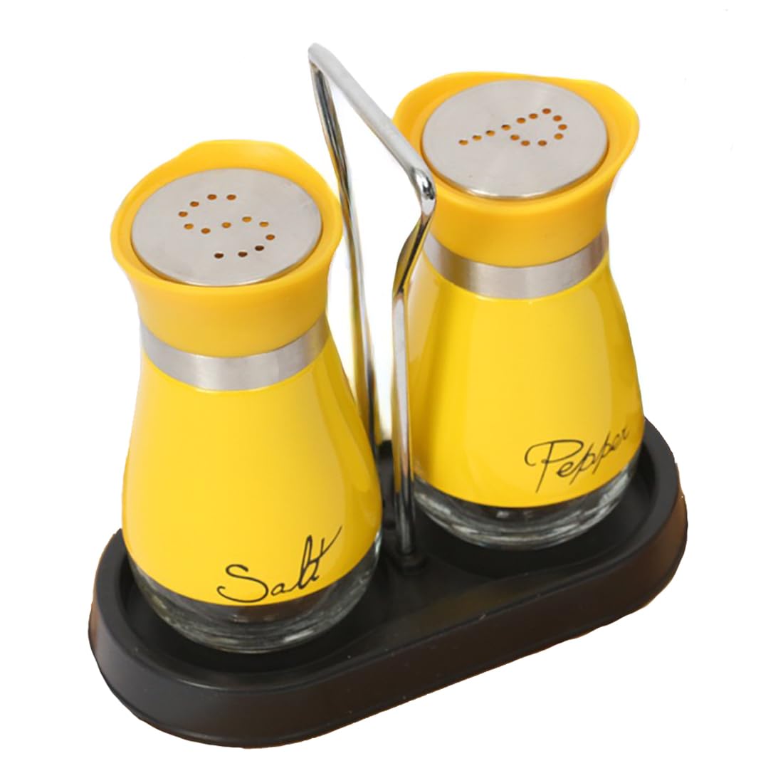 GJIE Pack of 2 Salt and Pepper Pots Salt and Pepper Shaker Salt and Pepper Set Salt Shaker Salt Pot Kitchen Accessories (Yellow)