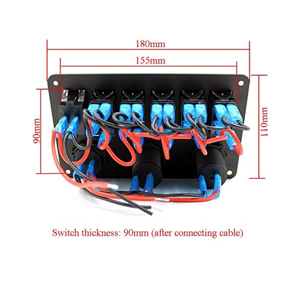 Purishion-Rocker-Switch-Panel-Style-Digital-Voltmeter12V-power-Socket-Dual-31A-USB-Power-Charger-Adapter-Aluminum-Flush-Mount-Blue-6-Gang-Rocker-Black-for-RV-Car-Boat