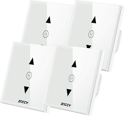 Steuerbare LED Rolladen Zeitschaltuhr ANCCY WLAN Rolladenschalter Funktion mit Alexa Echo und Google Home Jalousien Schalter mit Touch Panel App Fernbedienung und Zeitplan4 Packs