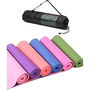 Kamay’s Yoga Mat Classic PVC Material Antitear Non Slip Foam Camping Surface Floor Exercise Mat Camping Pad – 173 X 61cm / 68″x 24″ Thickness 6 mm/ 1/4″ With Carry Bag