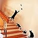 Hatop Cats Butterfly Wall Stickers Art Decals Mural Wallpaper Decor DIY For Home Living Room Bedroom Bathroom Kitchen