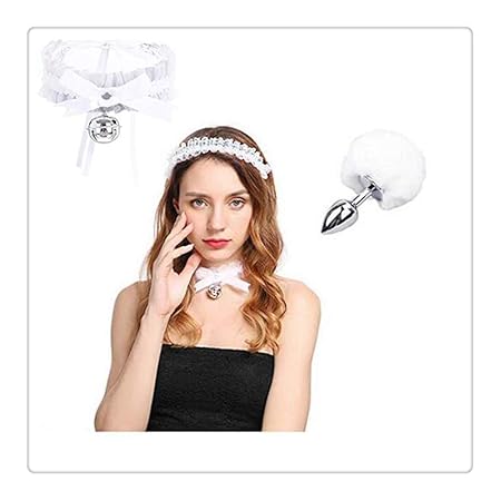 Z-one 1 Spitze Katze Ohren Stirnb?nder Fuchs/Kaninchen Schwanz Stecker Spielzeug Diamant Kristall M?dchen mit Gl?ckchen Krage