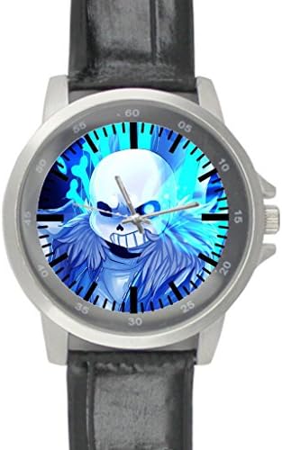 Dude Custom undertale Men's Black Leather Alloy Watch water-resisting Perfect Gift for men