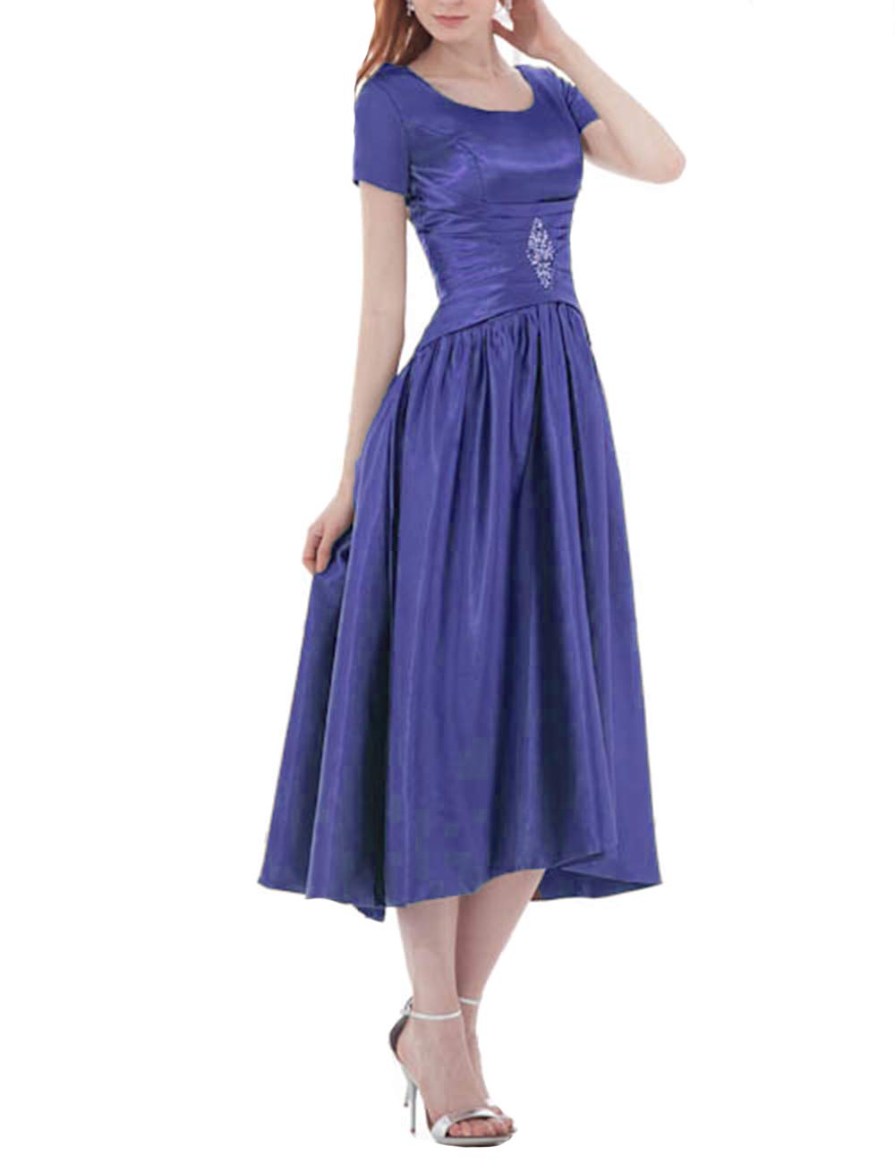 tutu.vivi Women's Scoop Tea Length Mother of The Bride Dresses with