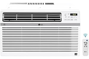 LG 15,000 BTU Smart Window Air Conditioner, 115V, Window AC for Rooms up to 800 Sq. Ft., Perfect for Bedroom or Living Room, Window Unit with Remote Control, 24H Timer, and 3 Speeds, White