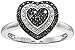 Amazon Collection Sterling Silver 1/10cttw Black Diamond Heart Ring, Size 7