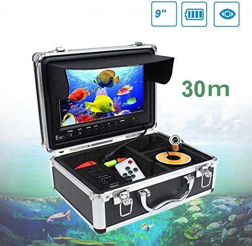 QMKJ Underwater Fishing Camera Fish Finder HD Monitor 9 inches 30M Stainless steel Fishing Camera Visual fishing device Viewing System,Infrared
