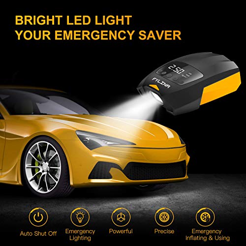 FYLINA 150PSI 12V DC Portable Air Compressor Pump, Digital Tire Inflator Pump with Emergency Led Lighting,high-Precision Auto Tire Pump for Car Bicycle, Motorcycle, Basketball and Other Inflatables - Thumbnail 2