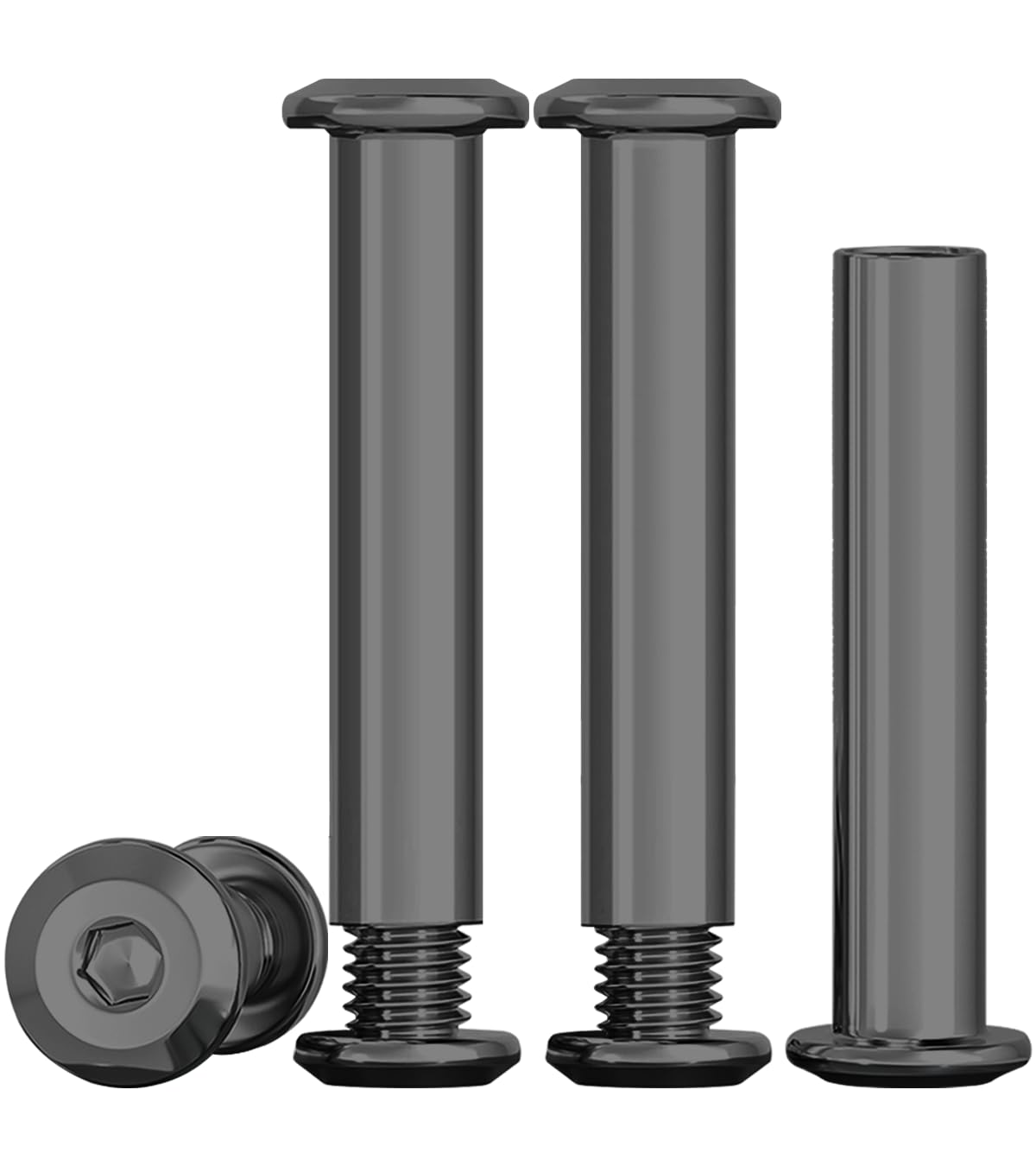 Drenky 10 Sets Connection Screws M6 Belt Buckle Binding Bolts Black 304 Stainless Steel Screw Post M6 X 40mm Furniture Bolts Sleeve Nuts for Bed, Door, Table, Chair, Worktop, Cabinet