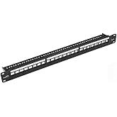 NavePoint 24-Port CAT6 UTP Patch Panel 1U with Keystones, Black