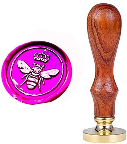 YGHM Cute Bee with Queen Insect Wax Seal Stamp Elegangt Natural Rosewood Handle Sealing Wax Stamp Kit Gift Wine Package Wedding Invitations Card Envelope Letters Seal Stamp