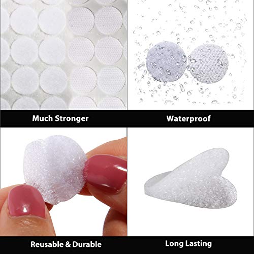 Self Adhesive Dots, OAMCEG 1600pcs (800 Pair Sets White) 20mm/0.78" Diameter Sticky Back Coins Nylon Coins, Hook & Loop with Waterproof Sticky Glue Coins Tapes, Perfect for School,Office, Home