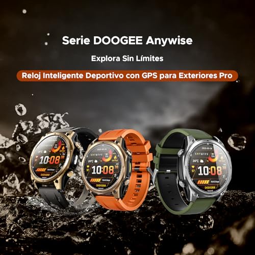 DOOGEEEco ANYWISEW1, Reloj Inteligente Militar para Hombre, GPS de Doble Banda 5ATM, Compatible con Android y iPhone, Pantalla AMOLED de 1,43", más de 170 Modos Deportivos