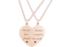 MJartoria BFF Necklace for 2-Valentines Heart Matching Necklace Best Friends Pendant Friendship Necklace Set of 2 Birthday Gifts