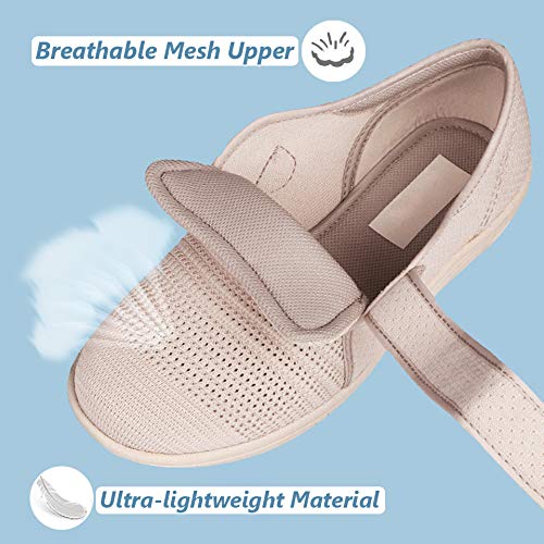 W&Le-Slippers Women's Wide Width Walking Shoes with Adjustable Closures, Air Cushion Breathable Mesh - //medicalbooks.filipinodoctors.org