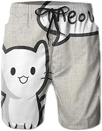 Meow Meow Cat Board Short Perspiration Summer Casual Shorts With Pockets For Unisex White XX-Large