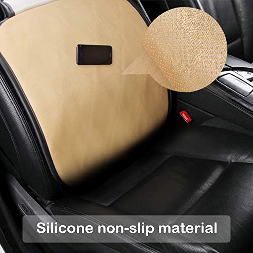 QBUC Car Seat Cushion Pad 2Pcs Car Interior Seat Cushion Mat with Pocket Car Seat Cover Protector Accessories for Car Seat,Office Chair,Home Use with Soft PU Leather(Black) - Thumbnail 4