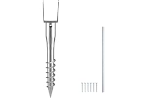 VEVOR No Dig Ground Anchor, 1 Pack 3.94 x 2.76 x 27.56 in DIY Screw in Post Stake, Includes 6 Lag Bolts & a Rebar, U-Shape Heavy Duty Steel Post Holder, Great for Mailbox Posts and Fence Posts
