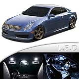 9 pcs Super White LED SMD Dome Map Interior Light Kit For Infiniti G35 Coupe