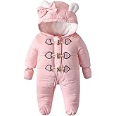Simplee kids Baby Infant Boys Girls Snowsuit Winter Hooded Footed Warm Jumpsuit Outerwear with Gloves for 3-24 Months