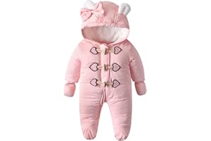 Simplee kids Baby Infant Boys Girls Snowsuit Winter Hooded Footed Warm Jumpsuit Outerwear with Gloves for 3-24 Months