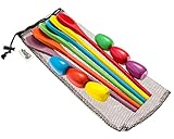 Egg and Spoon Relay Race Game - Fun Game for Kids Parties, Birthdays, Family Outings - Includes 6 Eggs, 6 Spoons, and Storage Bag - Six Assorted Colors - Egg n Spoon