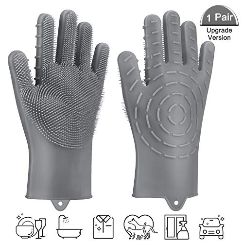 Magic Silicone Dishwashing Gloves | Pccooler Cleaning Gloves | 2019 Updated Model 2 Sided, Perfect Size & Flexibility, Non-slip Heat Resistant Sponge Glove for Vegetable, Fruit, Kitchen, Bathroom, Car - Thumbnail 7