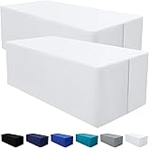 homing 2 Packs Rectangle Fitted Tablecloth, 6 Foot Washable Fabric Table Cloth, Waterproof Polyester Table Cover for Party, Trade Show, Outdoor and Indoor (White, 30" x 72")