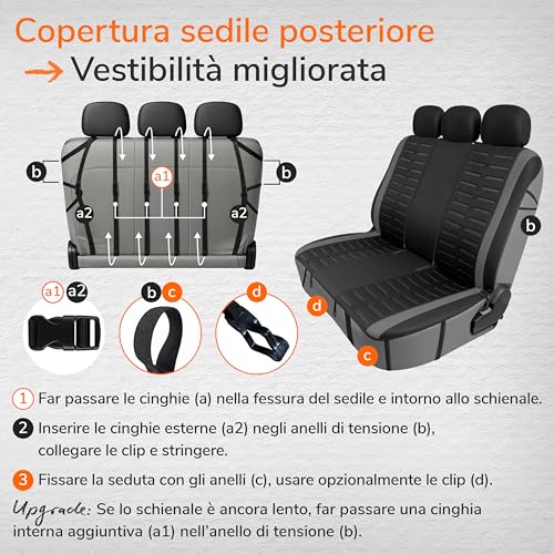 Upgrade4cars Universal Seat Cover Set 2026 Version | Covers for Front and Rear Seat in Grey | Car Interior Accessories Decoration