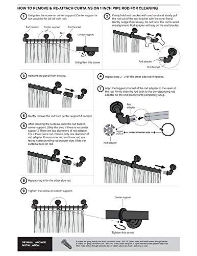 A&F Rod Décor - 1 inch Industrial Pipe Design Blackout Adjustable Curtain Rod 120-170 inch - Black
