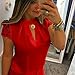 Pocciol Women Favorite Tops, 2018 Newly Women Soft Chiffon Lace Short Sleeve T Shirt Splice Crop Casual Top Blouse (Red -Pure Love, XL)