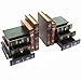 MyGift Stacked Books Wood Bookends, Desktop Organizer Drawer Units, Set of 2, Brown