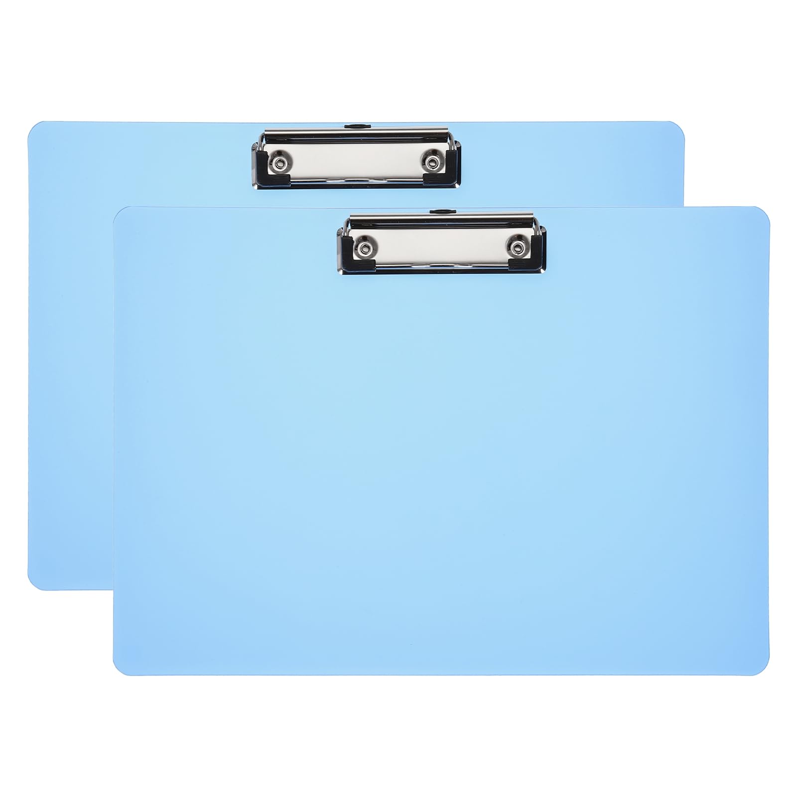 PATIKIL 12.4 x 8.86 Inch Clipboard Landscape, 2 Pack A4 PP Plastic Office Clipboards Low Profile Clip for Office Drawing Sketching, Blue