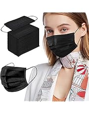 Black Face Masks, 100pcs Disposable Face Mask for Adult, 3 Ply Protection Safety Masks