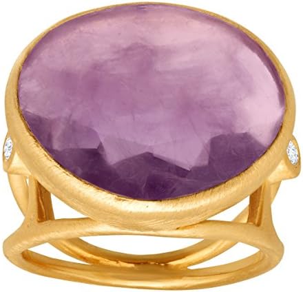 Piara 8 7/8 ct Natural Amethyst Ring with Diamonds in 18K Gold-Plated Sterling Silver Size 7