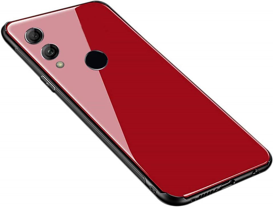 BestTalk Honor 10 Lite Case,Tempered Glass Back Case, BestTalk Slim Fashion Hard Glass Back Cover Soft TPU Bumper Frame Anti-Fingerprints Protective Case for Honor 10 Lite (Red)