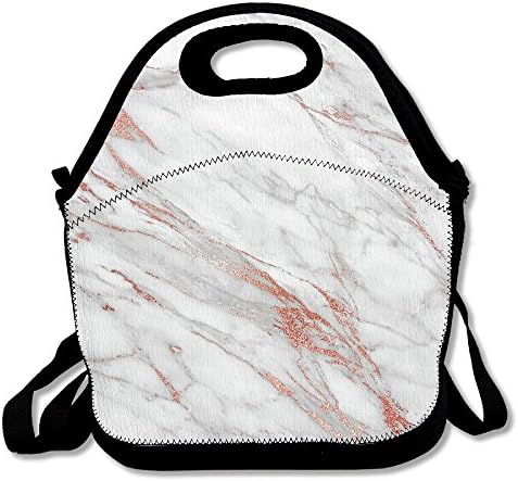 Resuable Polyester Lunch Bag Lunch Holder Lunch Container with Zipper (Rosegold Marble)