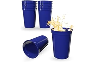 PartyPrints 10 Pack 10 to 12 oz Royal Blue Reusable Blank Plastic Cups, Stadium Cups Bulk – BPA Free Dishwasher Safe Party Cups, Colored Cups Perfect for Party, Wedding, Birthday Graduation, Clubs